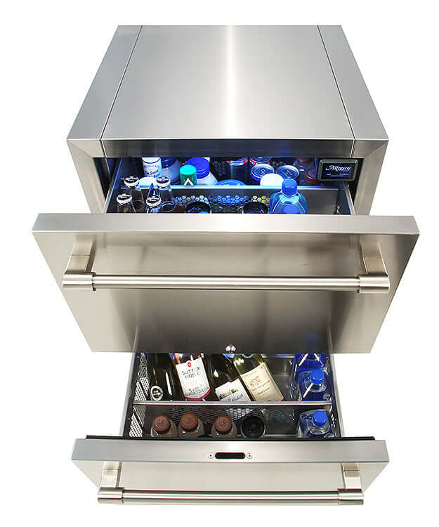 Alfresco 24" PolarCore Undercounter 2 Drawer Outdoor Refrigerator, view 2