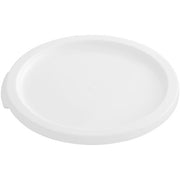 A white, round, solid-patterned brine bucket lid designed to cover food storage containers.