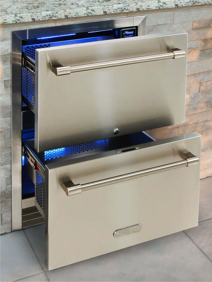 Alfresco 24" PolarCore Undercounter 2 Drawer Outdoor Refrigerator, view 3