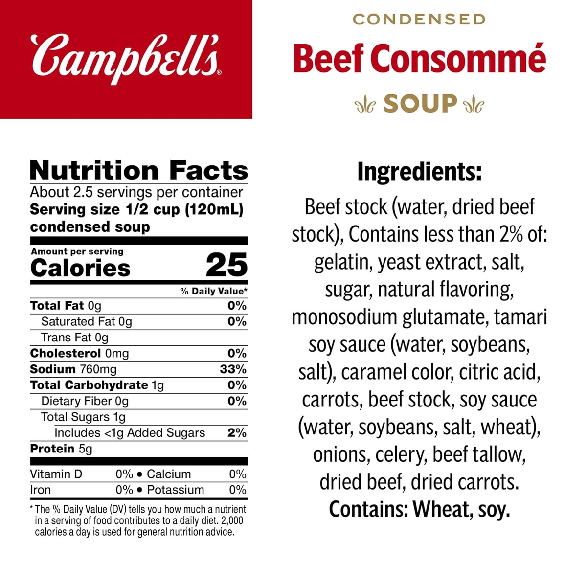 Campbell's Condensed Beef Consomme Soup | 10.5 oz. Can