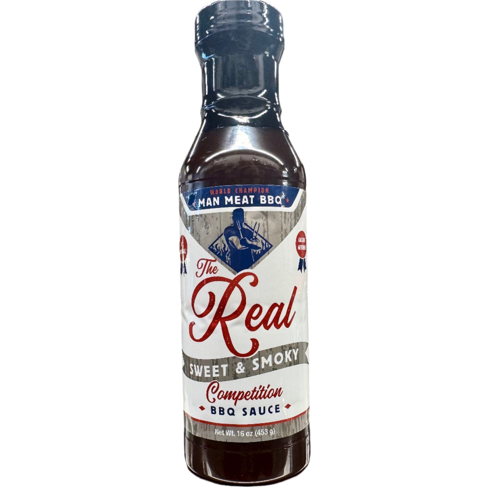 Man Meat BBQ Sweet & Smoky BBQ Sauce bottle – sweet smoky barbecue glaze for ribs and chicken