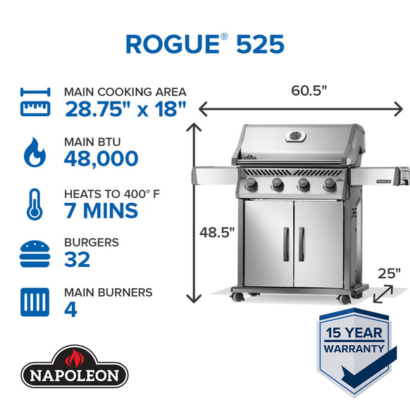 Napoleon Rogue 525 Gas Grill (Stainless Steel)