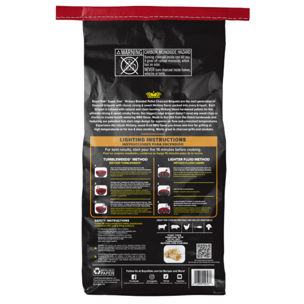 Royal Oak Super Size Hickory Pellet Infused Charcoal Briquettes, view 2