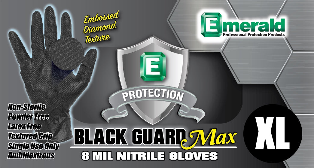 Emerald Black Guard Max 8 Mil Nitrile Gloves (XXL), view 2