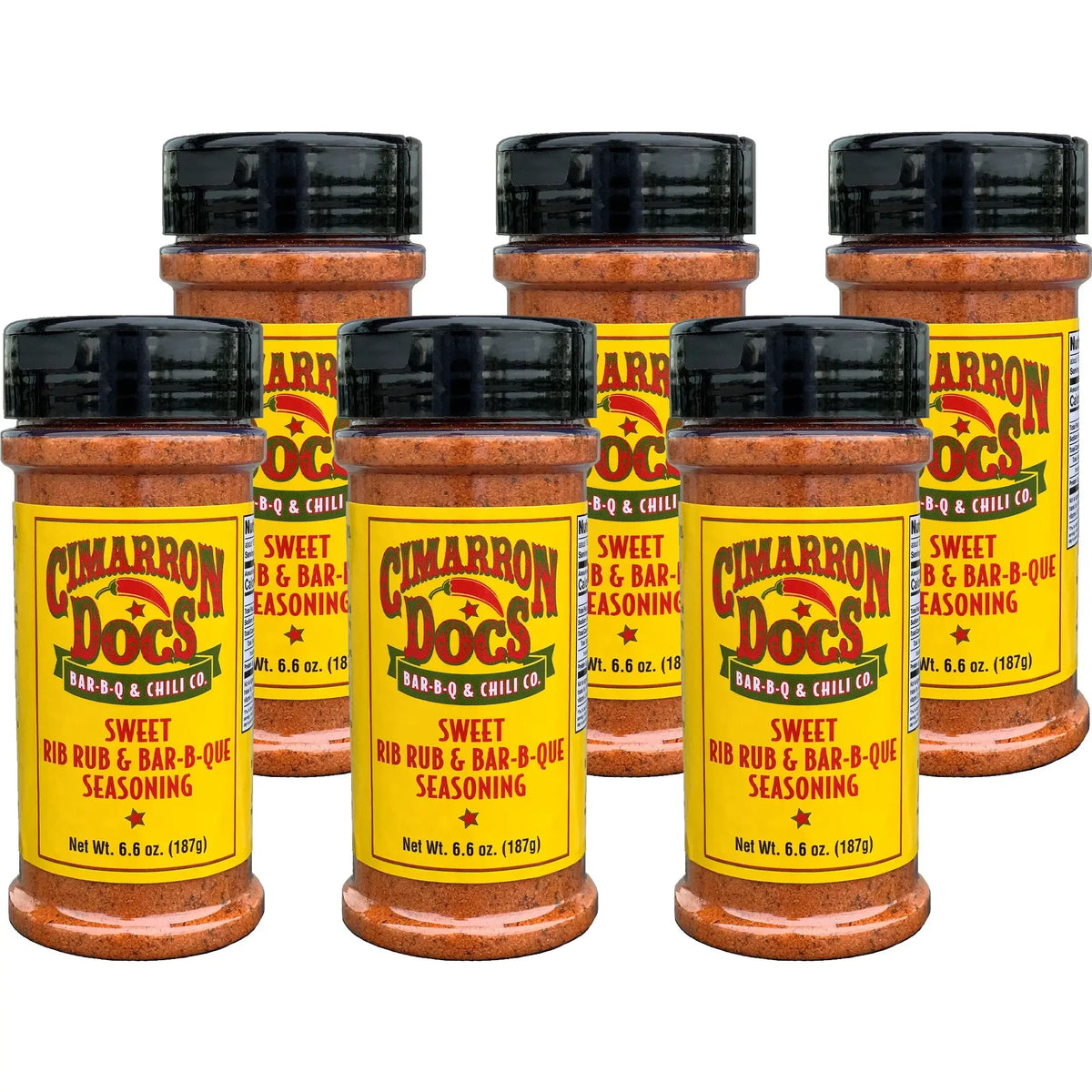 Cimarron Doc's Sweet Rib Rub & Bar-B-Q Seasoning 6.6 oz. Bottles - Case of 6