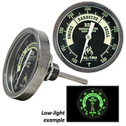 Tel-Tru Barbecue Thermometer, Black Glow Dial BQ300, 3" dial, 2.5" stem