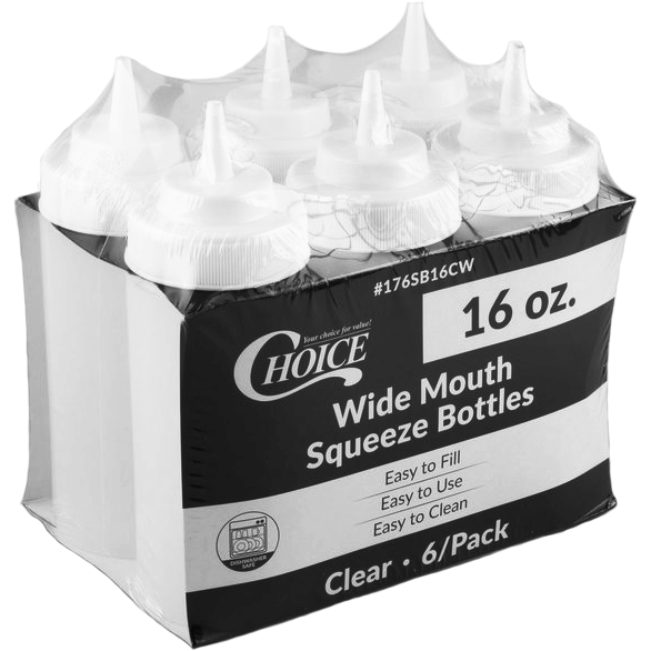 16 oz. Wide Mouth Squeeze Bottles (6 Pack)