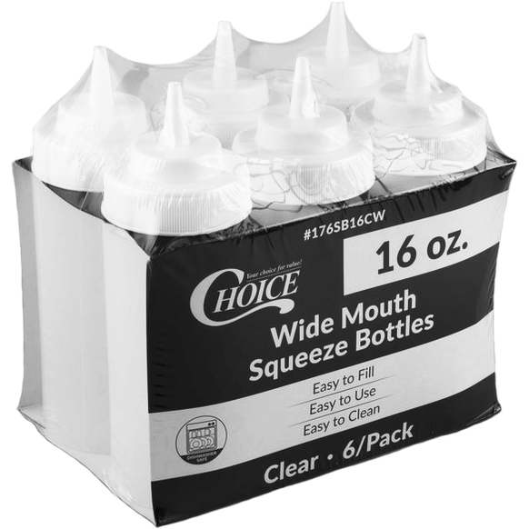 16 oz. Wide Mouth Squeeze Bottles (6 Pack)