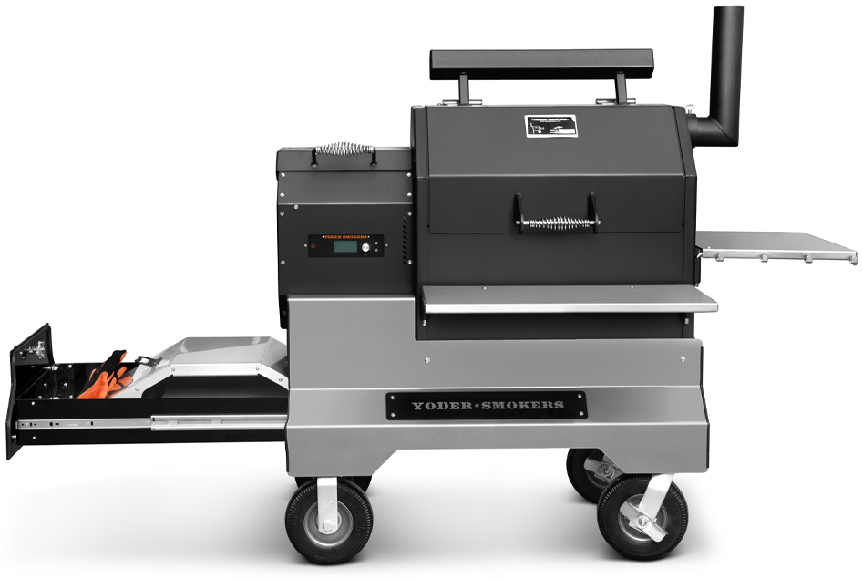 Yoder Smokers YS480S on Competition Cart with Storage Drawer