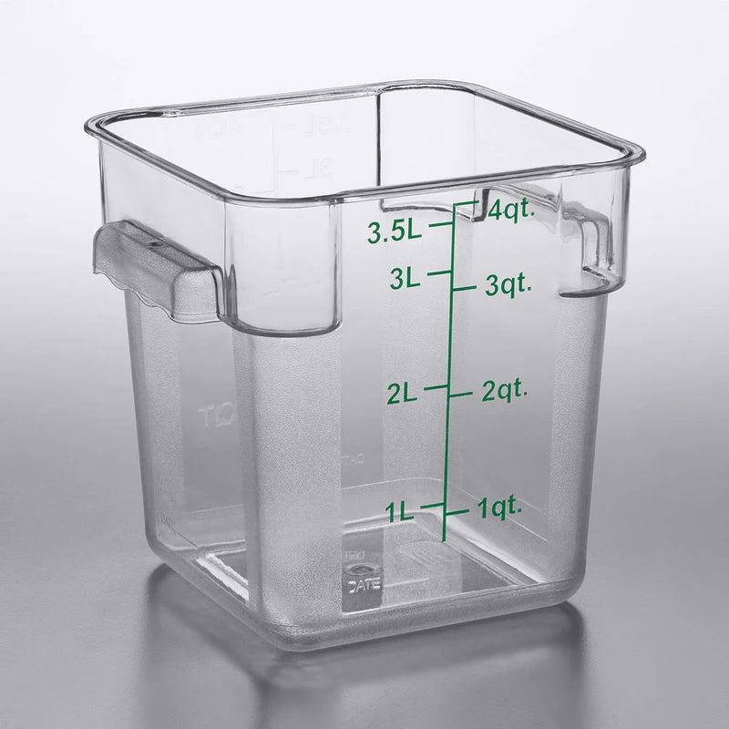 Choice 4 Qt. Clear Square Polycarbonate Food Storage Container with Green Gradations