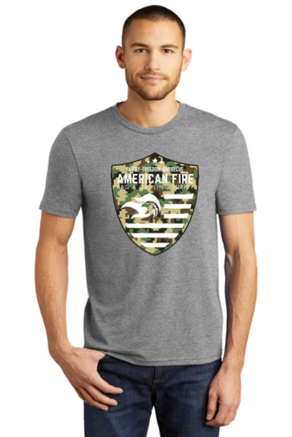 American Fire BBQ Military and 1st Responders Badge Logo Tee