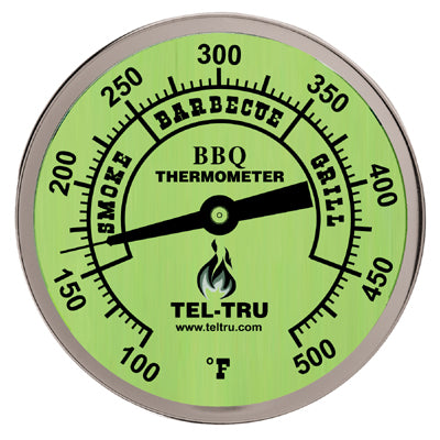 Tel-Tru Smoker Thermometer Glow Dial BQ300, 3" dial with 4" stem