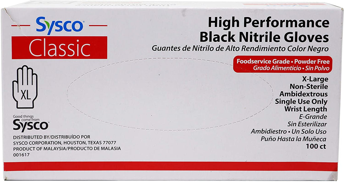 Sysco Classic Black Nitrile Gloves 100ct